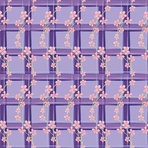 Plaid with cherry blossoms
