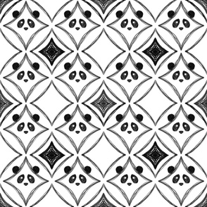 Sketchy Harlequin Panda Pattern (large)