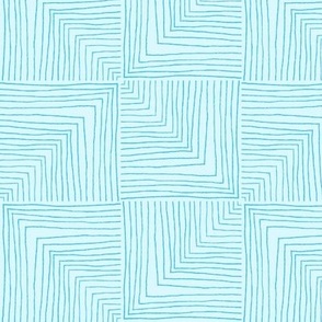 Hand Drawn Lines in Checks of Aqua and Teal