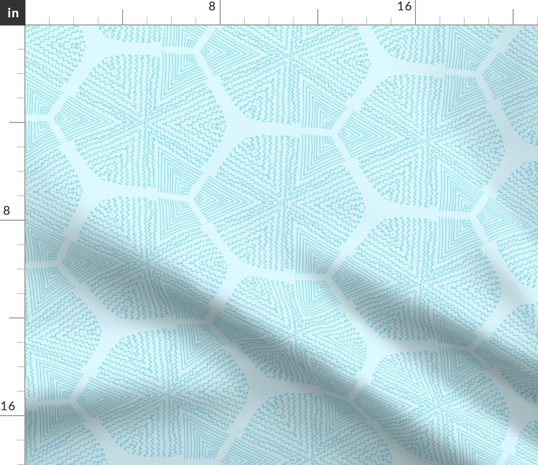 Teal and Turquoise Hexagon doodle Lines