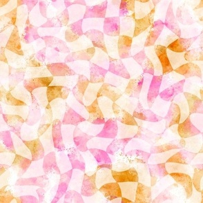 Groovy Watercolor Checkers (pink - gold) small