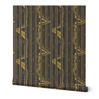 Torked Deco Pinstripe -- Dark Olive and Gold Art Deco Gangster Pinstripe with Faux Black Glitter Stripes -- 21.00in x 18.00in repeat -- 150dpi (Full Scale)