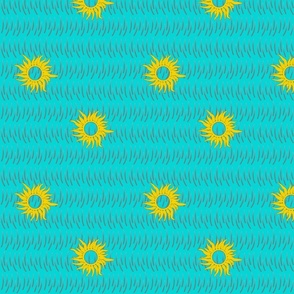 sunflowers on turquoise