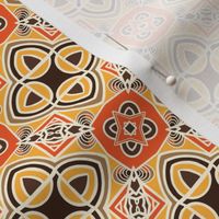 Geometric Mosaic Tiles, Small Scale - Brown, Yellow, Orange-Red