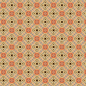 Geometric Mosaic Tiles, Small Scale - Brown, Yellow, Orange-Red