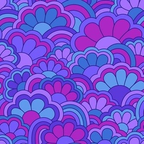 Purple Retro Rainbows & Flowers