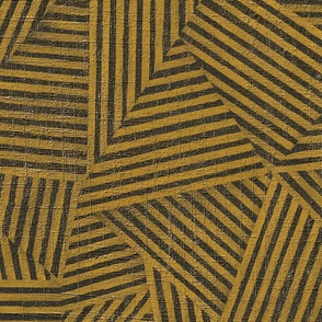 Painted Textured Stripes - Multi -directional Mustard & Charcoal