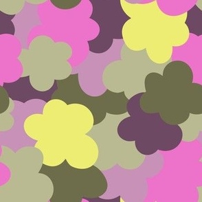 (Large) Abstract Floral camo Purples and lime  green