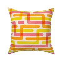 Bold deformed geometric stripes 18 inch dopamine pink orange yellow
