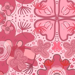 Hot pink flowers  large motif