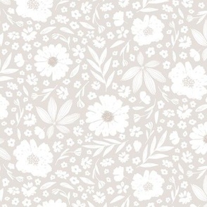 Olivia / medium scale / beige sand neutral decorative sweet and playful floral pattern design