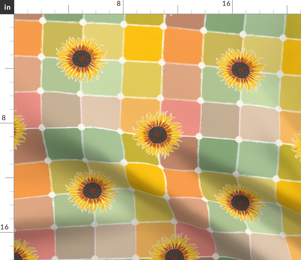 Sunflower Check | Multicolour Gingham | Medium Scale 10.5inch