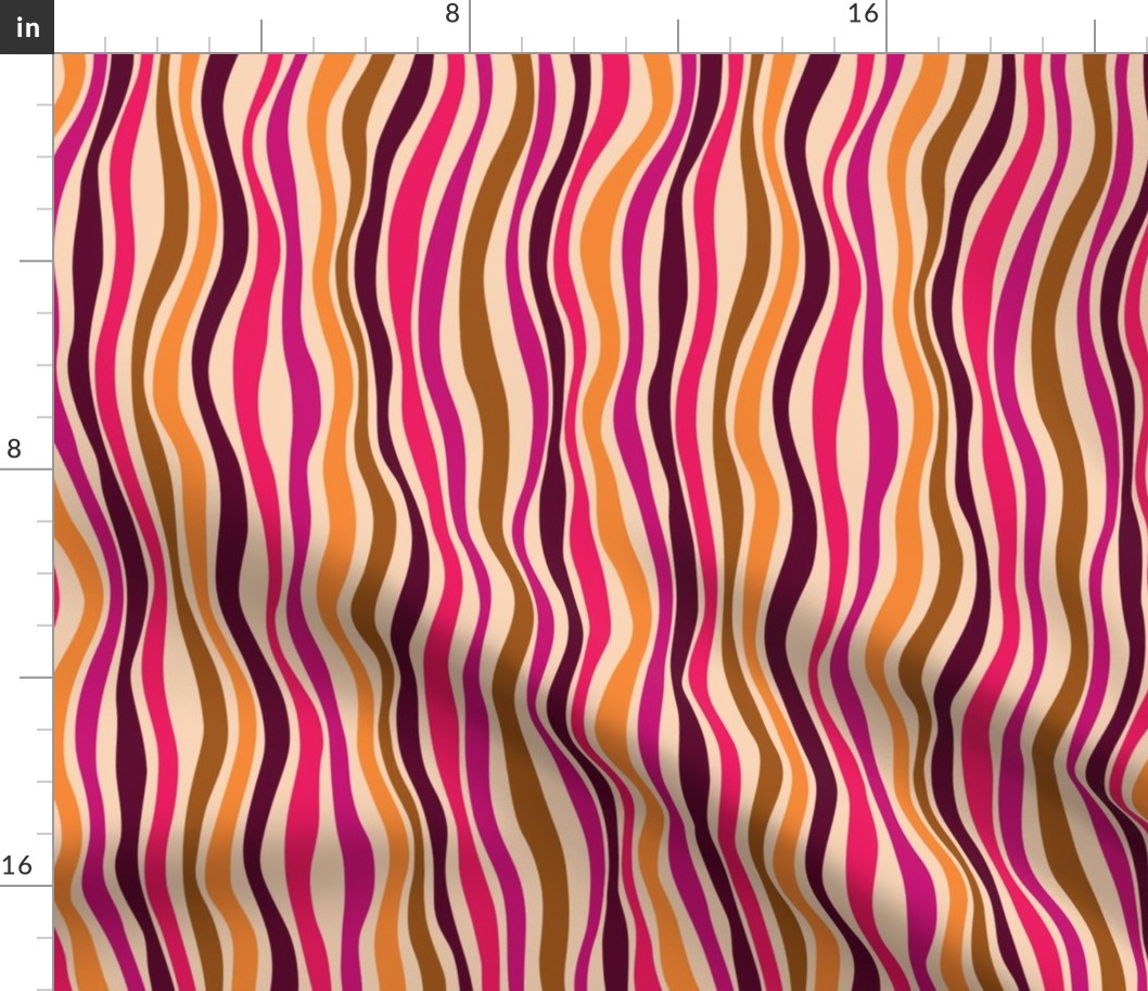 Psychedelic groovy vertical stripes - 70s wavy stripes - medium scale