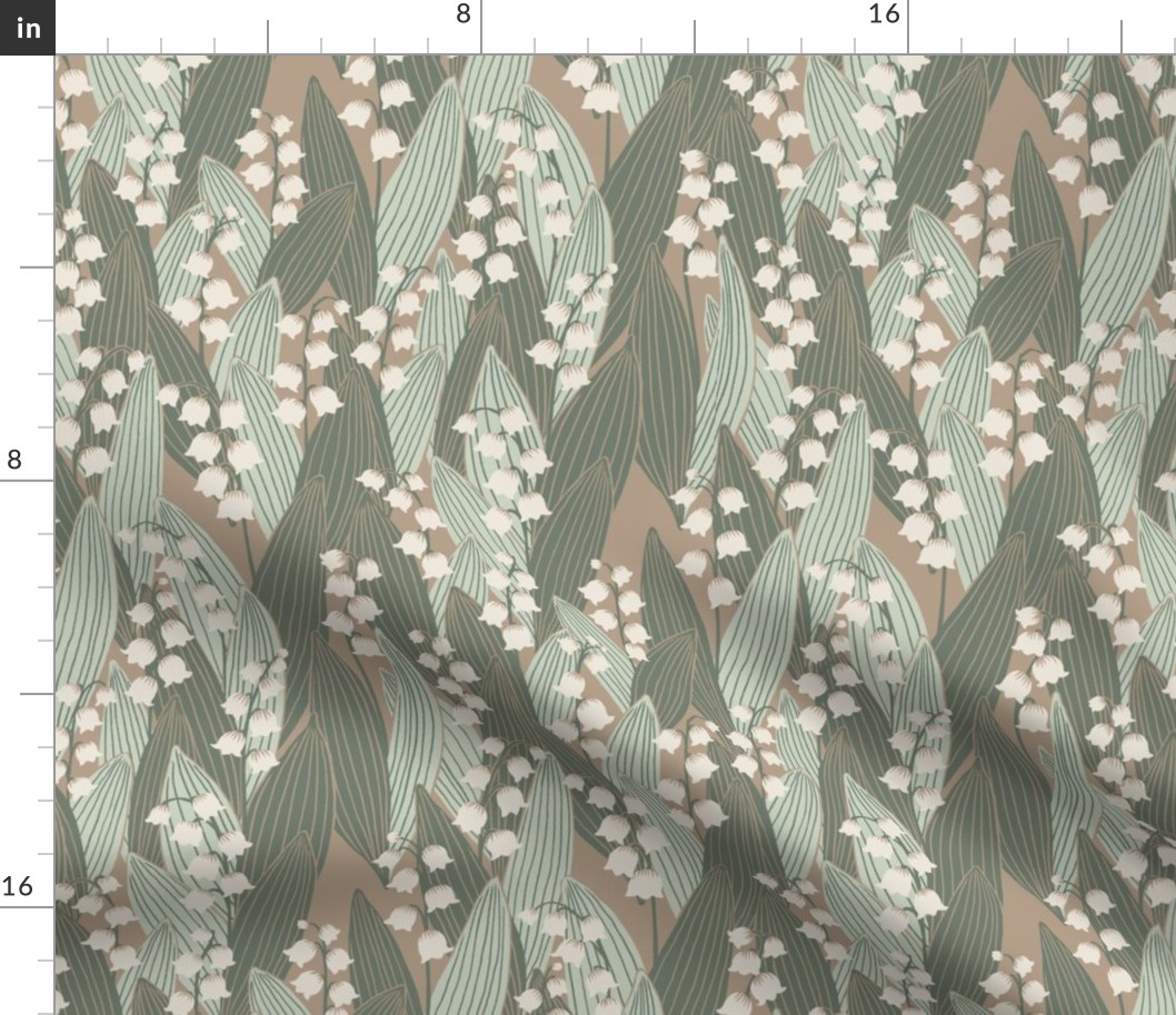 Lily of the valley - fabric and wallpaper of the same scale.