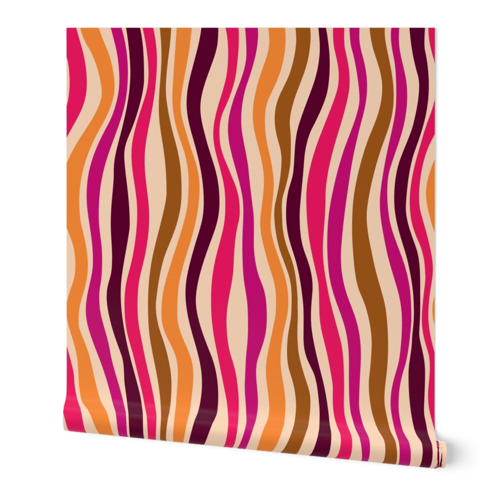 Psychedelic groovy vertical stripes - 70s wavy stripes