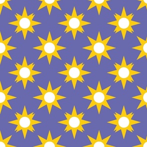 Sunny Diamond Stars in The Sky - Very Peri Metallic Golden Yellow White - Holidays Joy Party - Simple Geometric Retro Funny Pattern - Middle #2 