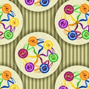 Reworked Classics - Aerial View of Polka Dot Maypole Dancers  or Cinco de Mayo Dancers