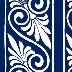 variation greek acanthus navy blue and white - large scale