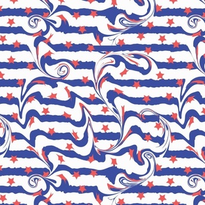 Psychedelic 4th of July stripes and stars
