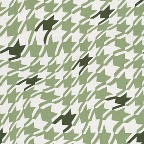 Wavy Houndstooth Green and White