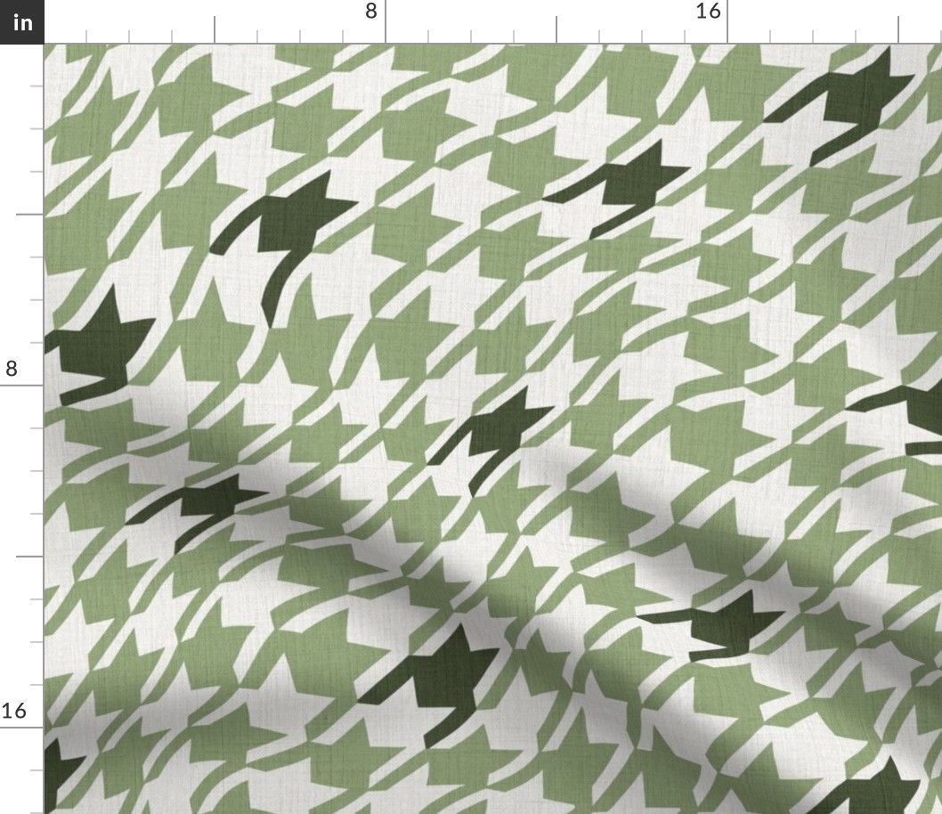 Wavy Houndstooth Green and White