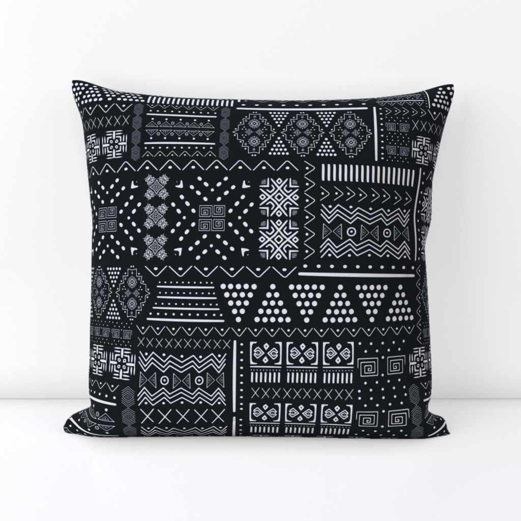 Tribal African Mudcloth - white on black