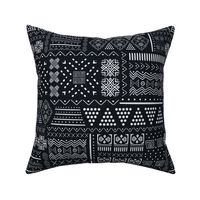 Tribal African Mudcloth - white on black