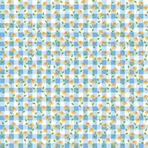 Beekeeping Gnomes Yellow Fields of Flowers on Blue Plaid 