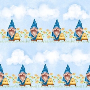 Beekeeping Gnomes Blue Rows 