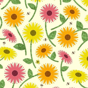 Jumbo Sunflowers of Hope, Cream by Brittanylane