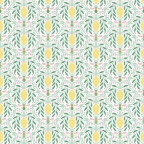 Small | The Bee and the Lemon | Fresh Green, Sage, Yellow & Pink