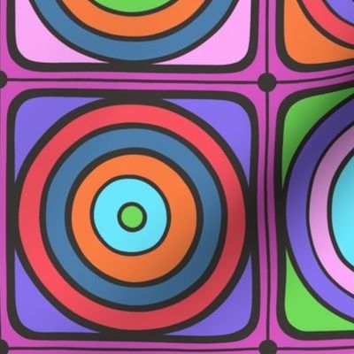 Colorful Concentric Circles: Polkadots, Stripes, Checks Reworked