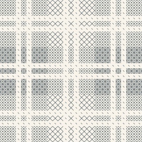 1 Bit Tartan Neutral Gray // classic relaxing plaid in soft color rework with dithering patterns as retro computer gift art