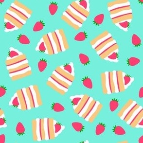 Strawberry Shortcakes - bright teal - LAD22