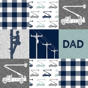 Dad lineman patchwork - navy and dusty blue - C22