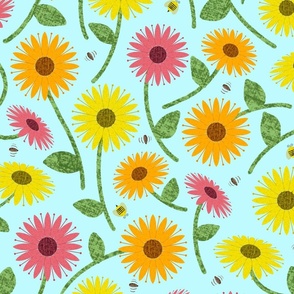 Jumbo Sunflowers of Hope, Aqua by Brittanylane