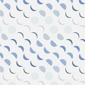 Triple Moon Phase Diagonal Stripes in Blue + White