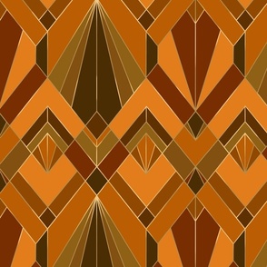 Art Deco / Nouveau - Medium Scale - Mulled  / Orange & Brown