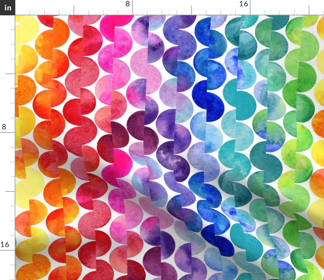  Watercolor Rainbow split Polka dots larger scale