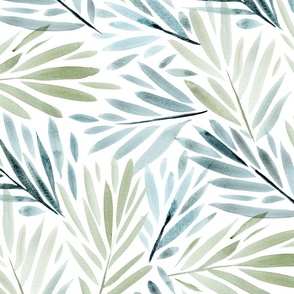 MODERN PALM LEAVES large blue green