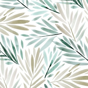 MODERN PALM LEAVES large olive teal