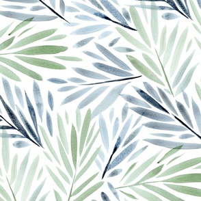 MODERN PALM LEAVES large navy green