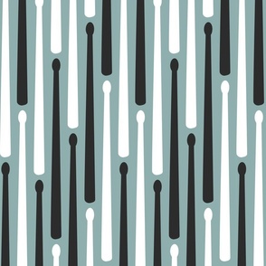 Drumstick Stripe - Black and White on Light Blue Large