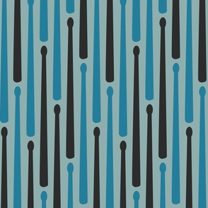 Drumstick Stripe - Black and Blue on Light Blue Large
