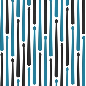 Drumstick Stripe - Black and Blue on White Large