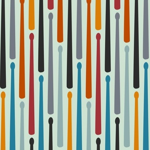 Drumstick Stripe - Multi on Very Light Blue Large