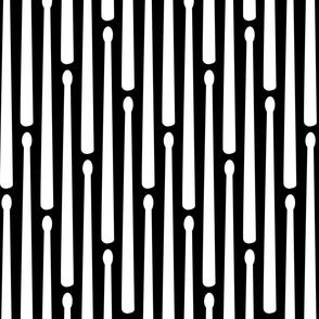 Drumstick Stripe - White on Black Large