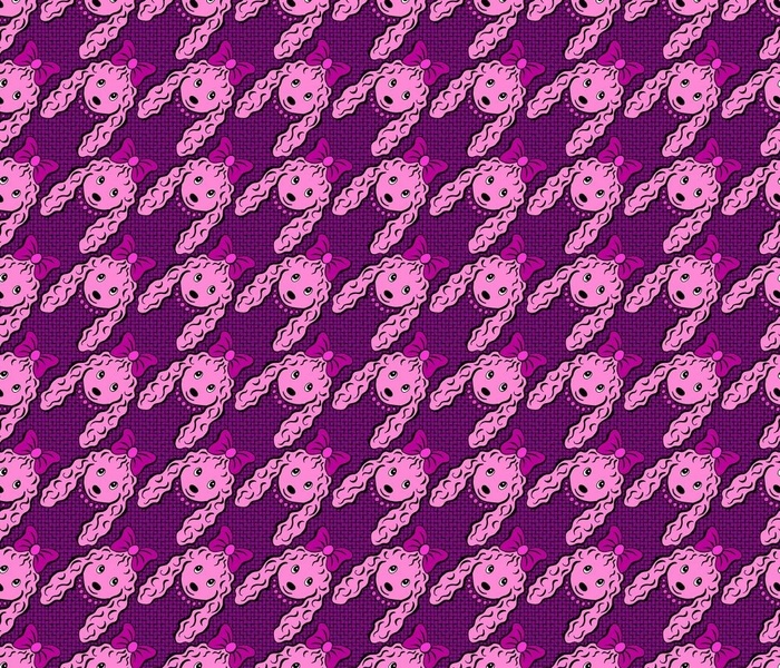 Cute Dogs Reimagined Houndstooth (Pink and Purple Palette)