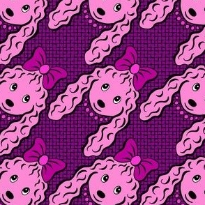 Cute Dogs Reimagined Houndstooth (Pink and Purple Palette)