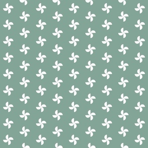 Little Windmills White On Teal Small Scale